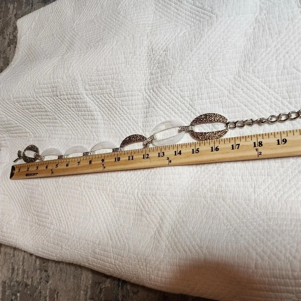 Chico's Metal Chain Belt White Silver One Size